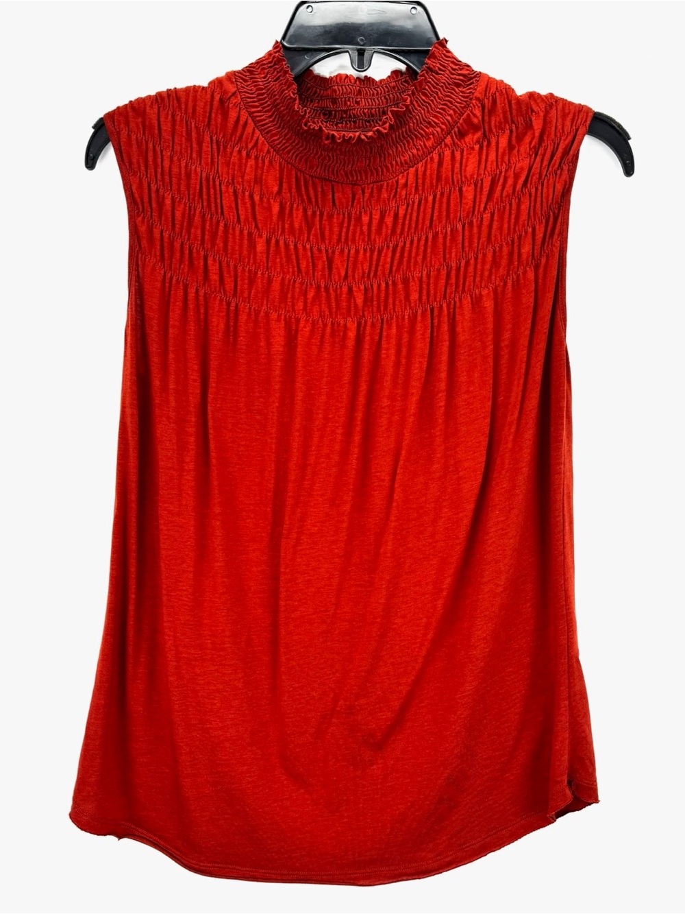 Sundance Burnt Orange Smocked Mock-Neck Tank